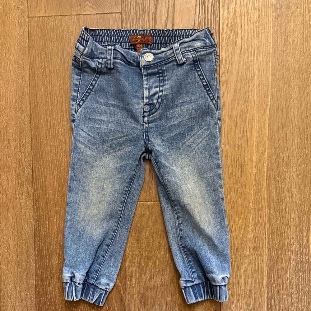 7 For All Mankind Kids Light Blue Denim Jogger Pants